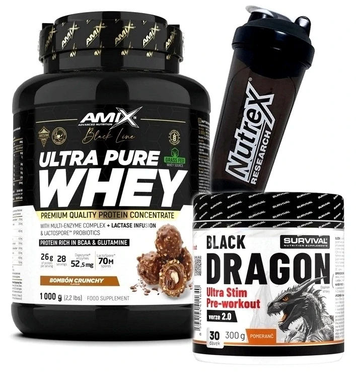 Ultra Pure Whey Protein - 1000 g + Black Dragon Ultra Stim Pre-workout 2.0 - 300 g