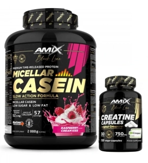 Micellar Casein - 2000 g + Creatine Creapure Capsules - 120 cps