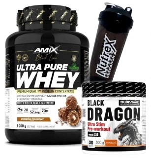 Ultra Pure Whey Protein - 1000 g + Black Dragon Ultra Stim Pre-workout 2.0 - 300 g