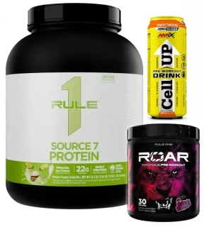 Rule 1 Source 7 Protein - 1790-1830 g ( dle příchutě ) + Rule 1 Roar Pre-Workout - 285-315 g ( dle příchutě )